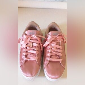 Puma Basket Platform Satin Pink Sneakers